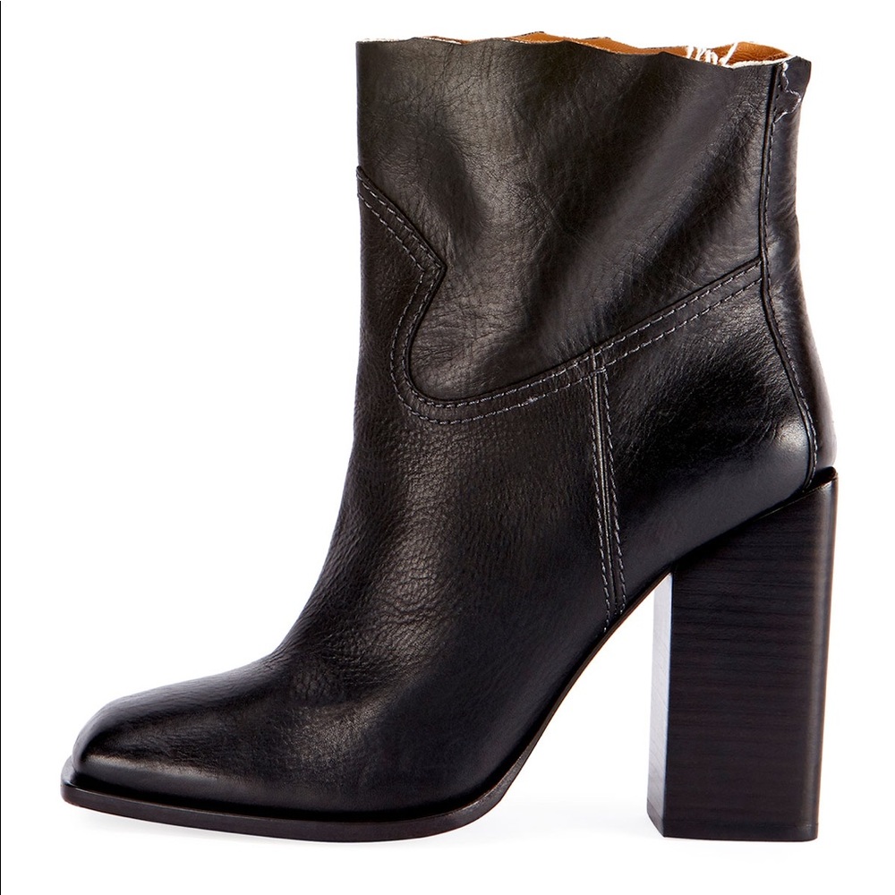 Saint Laurent
Raw-Edge Leather Block-Heel Boot